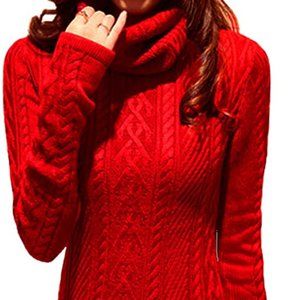 v28 Cable Knit Funnel Neck Sweater